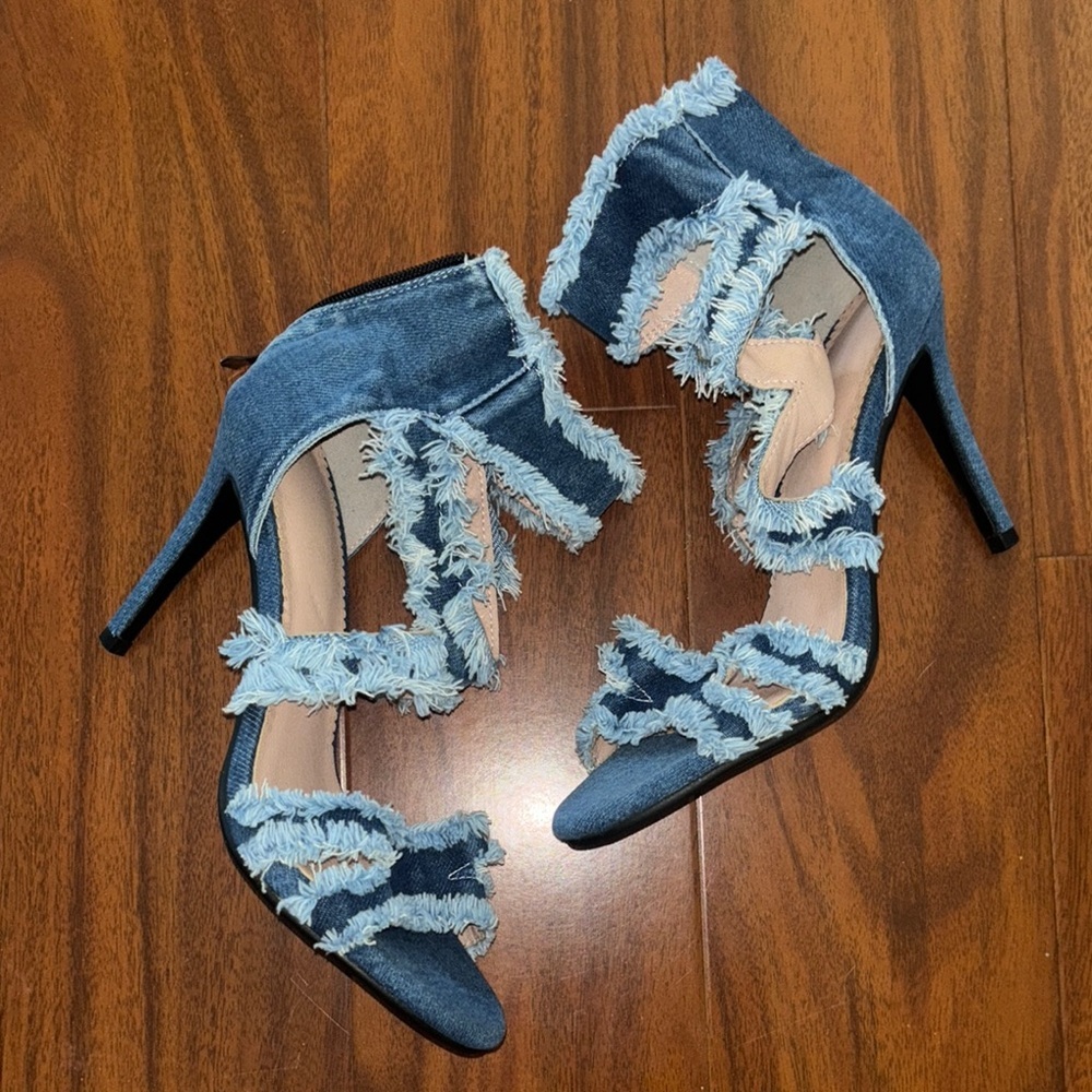 Brand New Stylish Denim Heeled Sandals